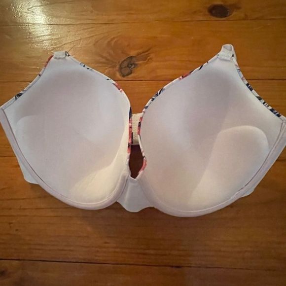 NWOT 38DD Nautica cream pink black blue floral print laser cut bra intimates - Picture 7 of 10